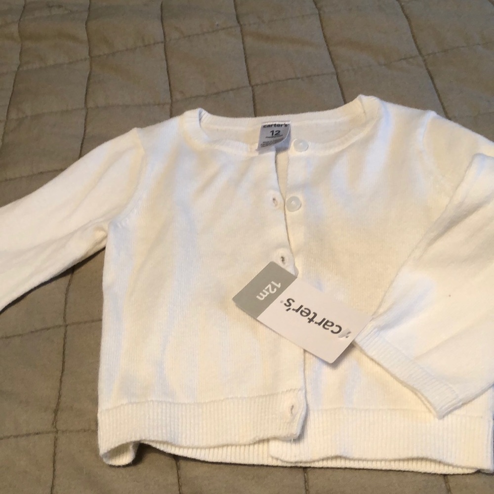 NWT Carter’s white cardigan 12 month